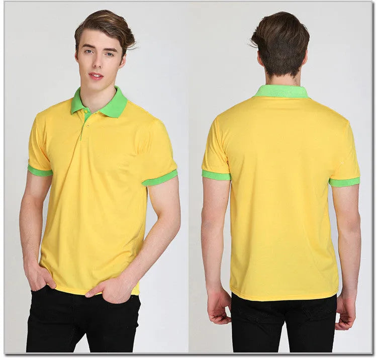 Men's short sleeve cotton-polyester blend polo shirt in simple style, available in multiple colours, Asian sizing.