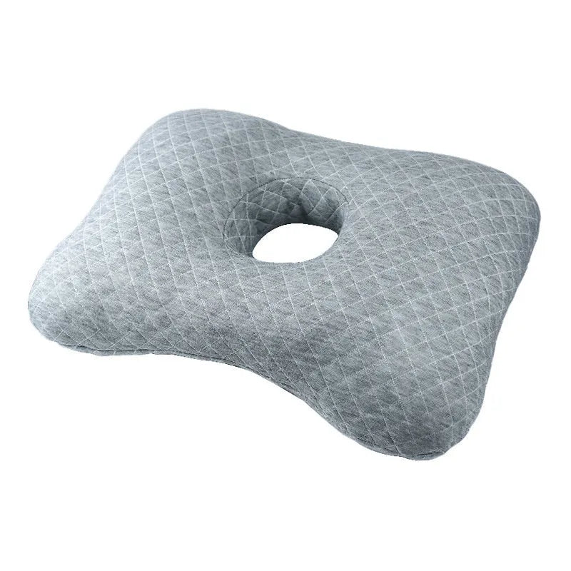 Single hole ear pillow for adults in grey, measuring 39 by 28 centimetres.