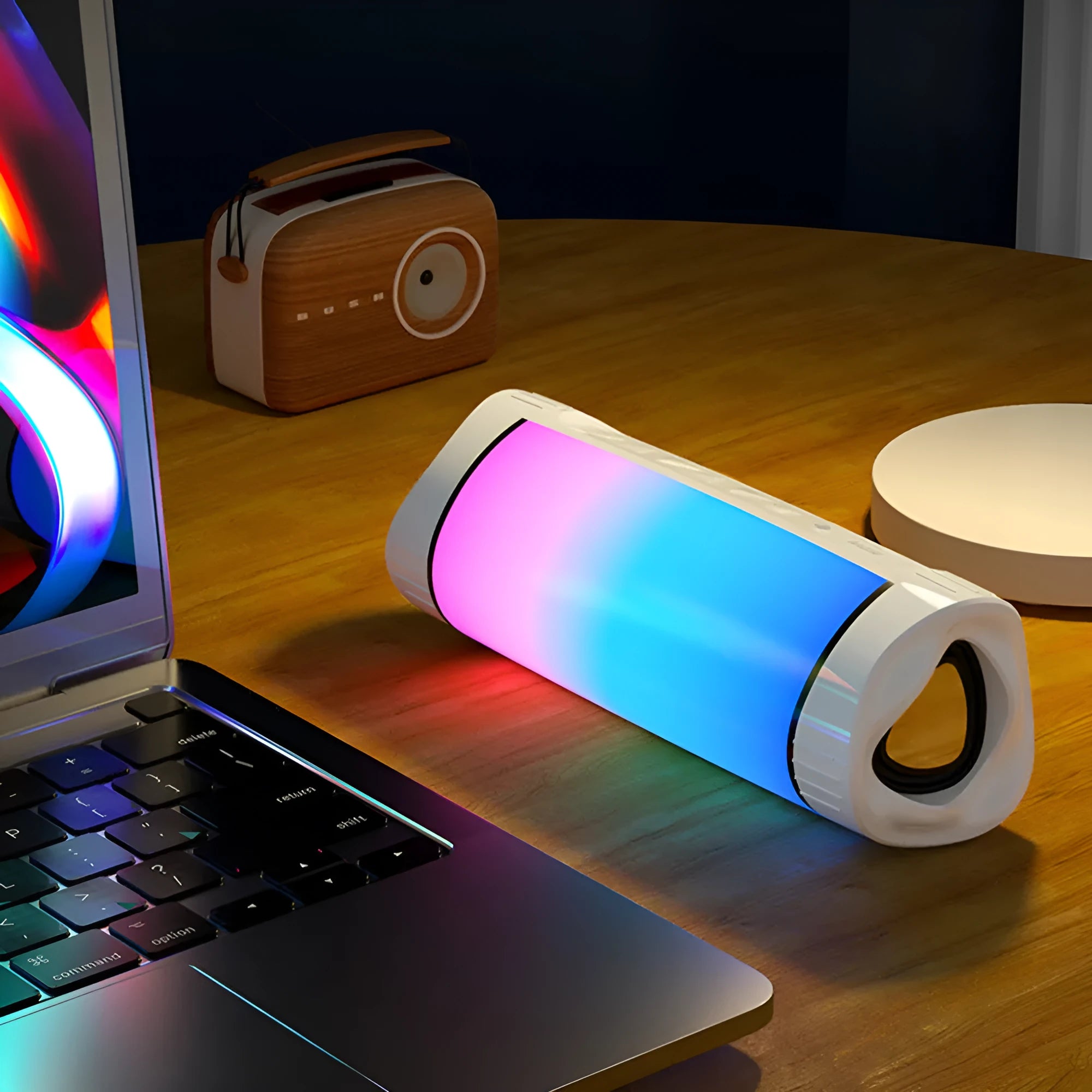 Intelligent Bluetooth speaker with multicolour neon light effects and 3000mAh battery