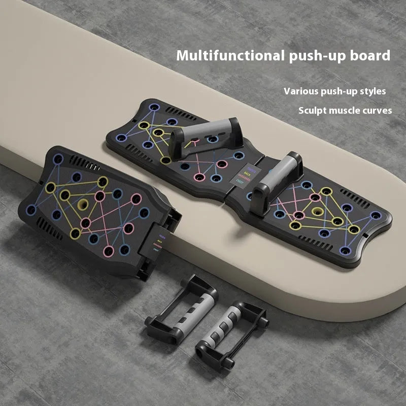 Set of ABS plastic push up support plates for upper body muscle training, shown in available colour options.