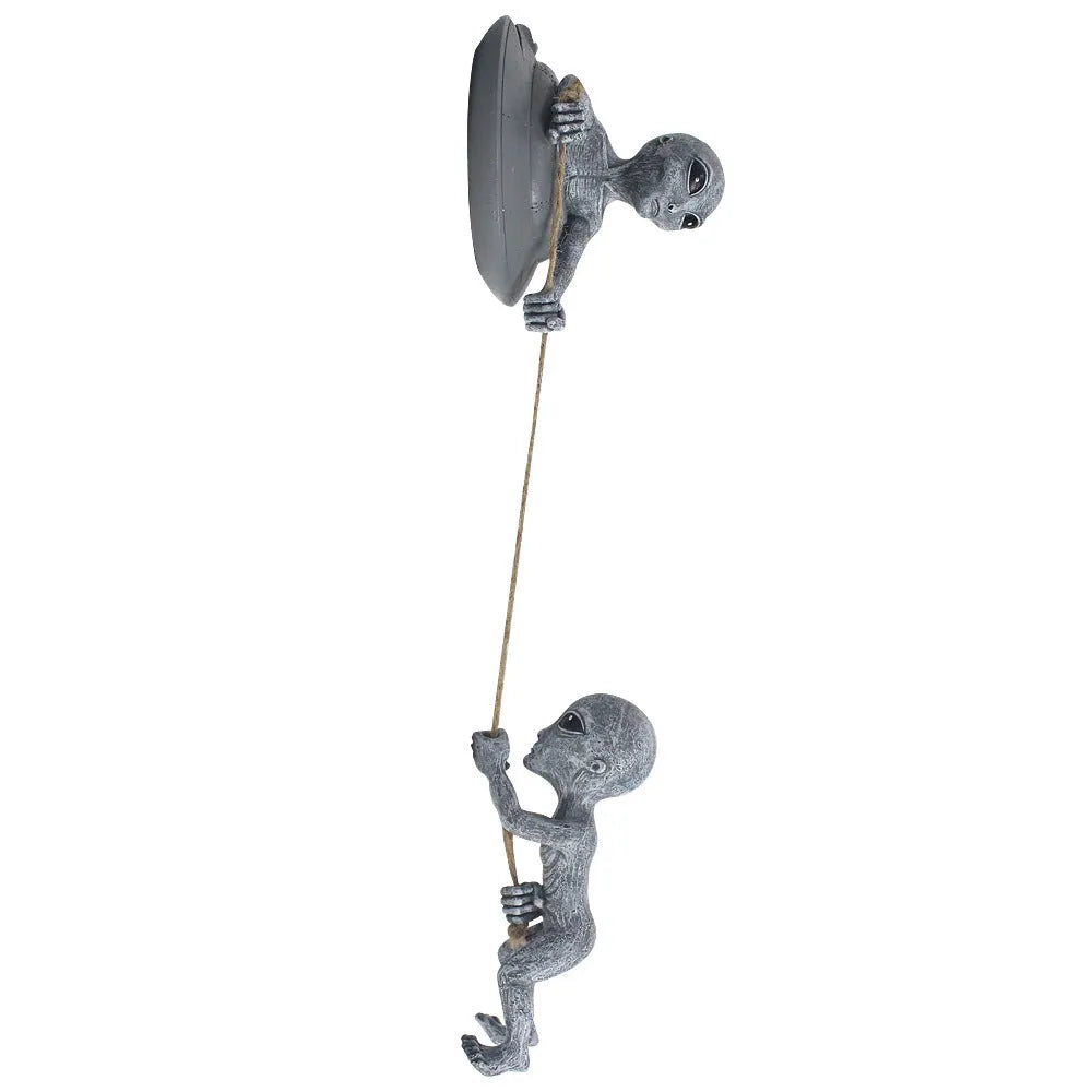 Grey resin alien tree pendant courtyard decoration with carved details, shown from the front.