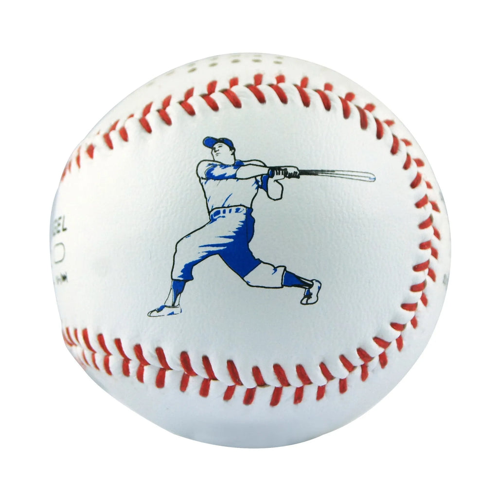 Baseball Home Bluetooth Speaker in white with orange stitching, compact wireless speaker with USB charging port