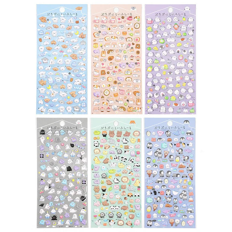 Cartoon animal foam bubble sticker with 3D texture for phone case decoration