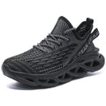 Blade mesh sports and leisure running shoes in solid colour, low-top with round toe and lace-up fastening