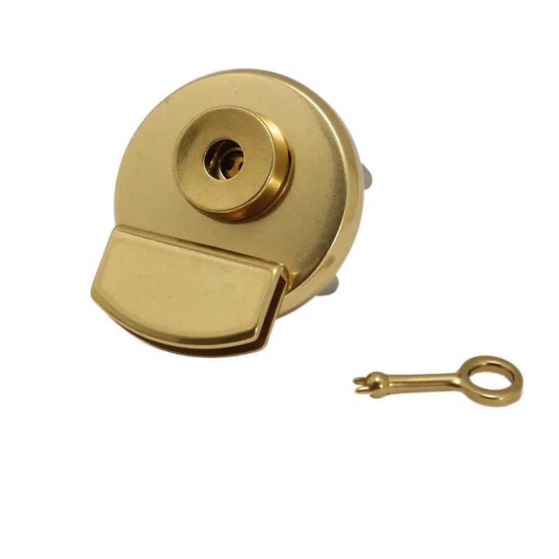 Brass round twist lock buckle set in large round lock colour