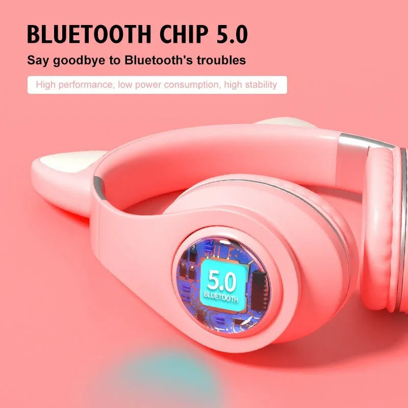 Cat ear wireless sports Bluetooth headset showing colour options