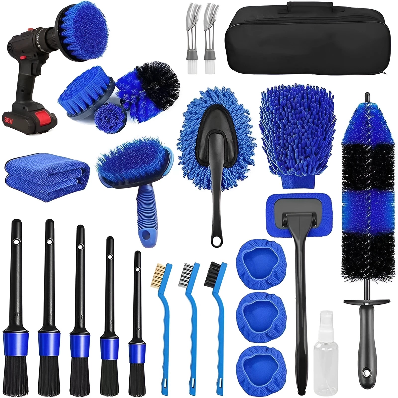 26-piece automotive cleaning brush kit in PP plastic with multiple brush types