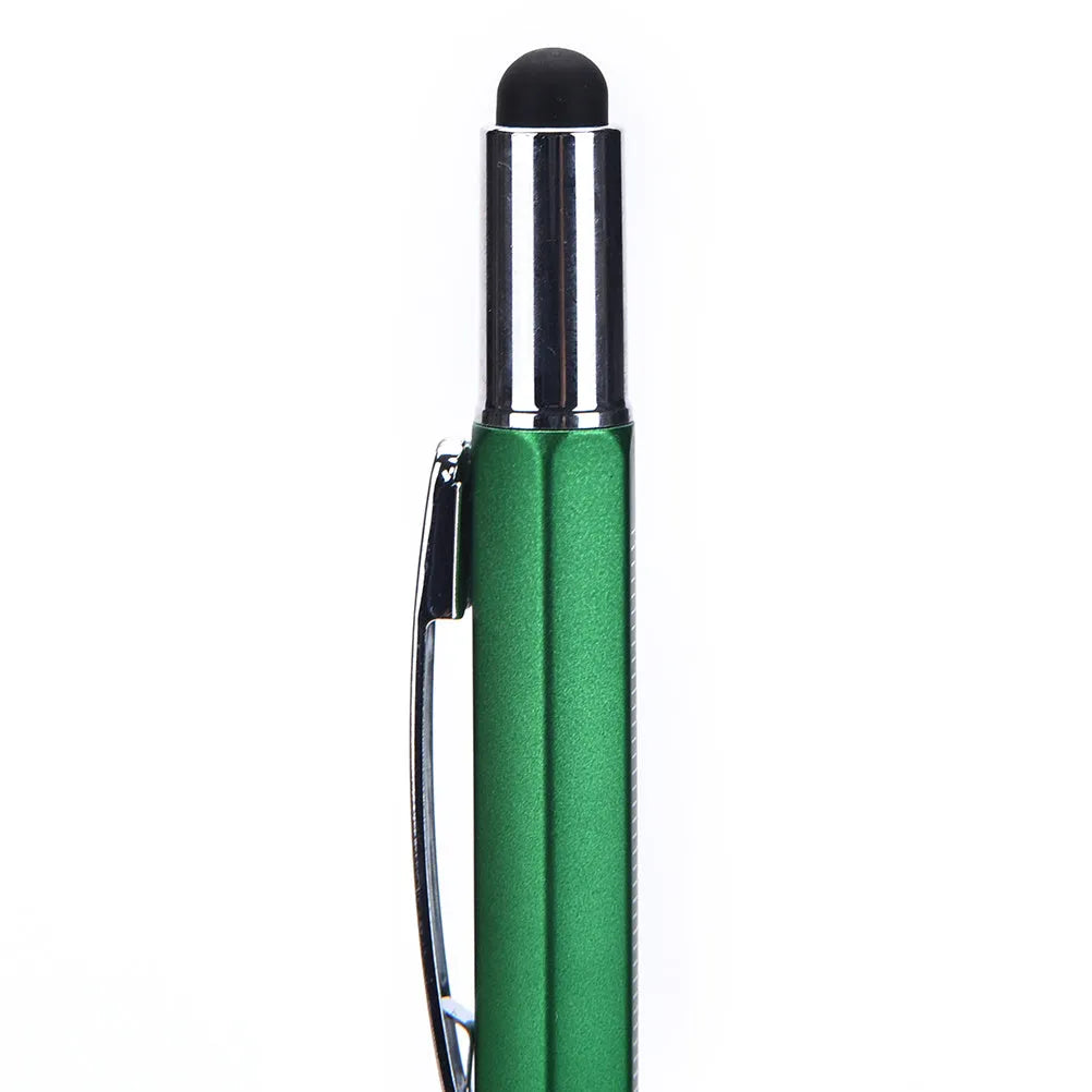 6 in 1 multi-function touch screen stylus ballpoint pen with screwdriver tips and spirit level in black