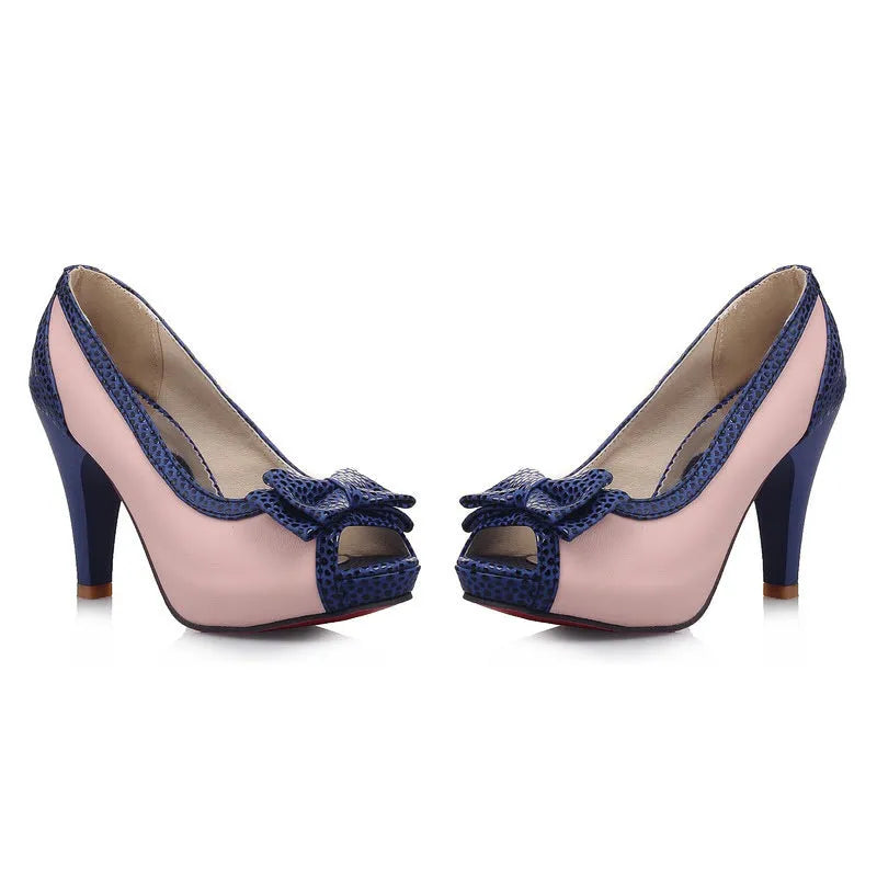 Women's high heels in plain beige with fish mouth toe and shallow mouth design, artificial leather upper