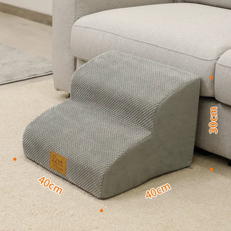 Small dog cat ladder in velvet or corduroy, 30cm to 50cm heights, for bed and sofa access.