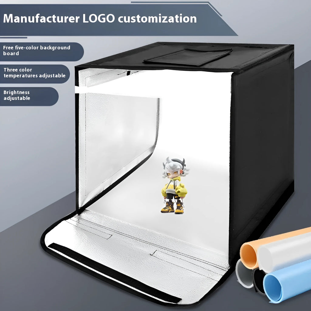 50cm collapsible studio light box with USB-powered three-colour temperature LED panels