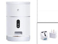 White ABS automatic pet feeder, 4L capacity, 31cm high, with 1080P camera and 113° wide-angle view for dry food.