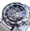 T-WINNER hollow diamond men's semi-automatic mechanical watch with stainless steel strap and 40mm round dial