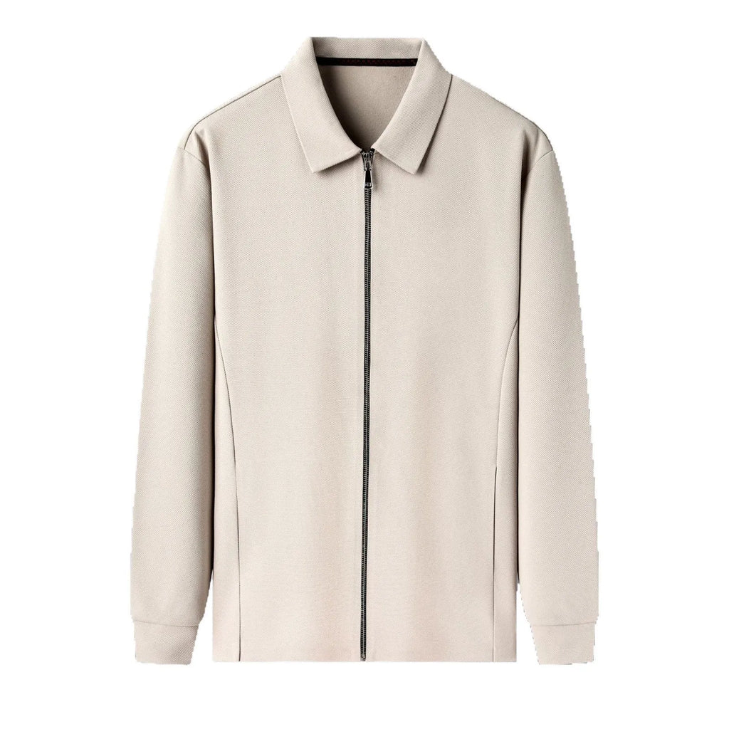 Men's polyester casual business jacket in black, dark grey or apricot with long sleeves
