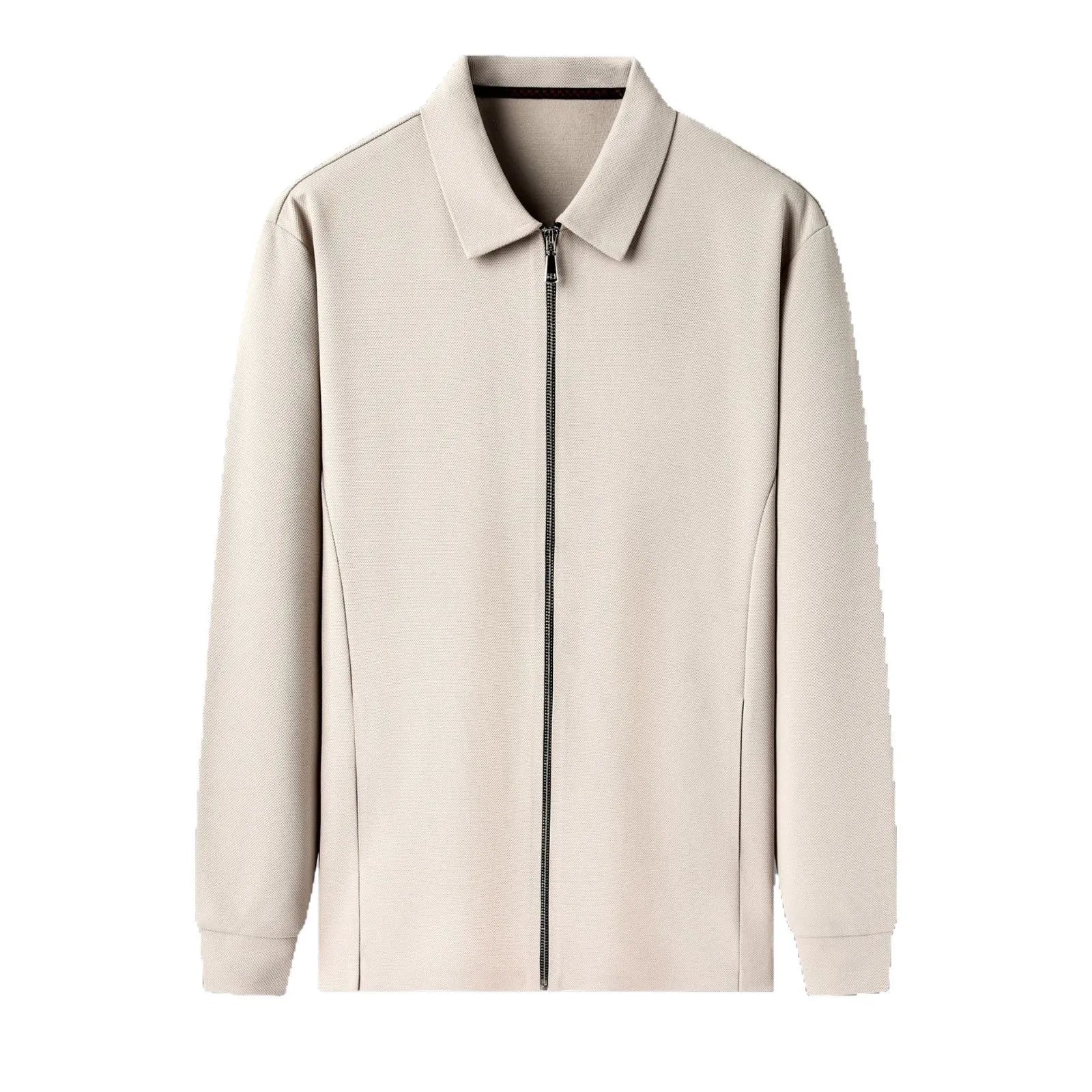 Men's polyester casual business jacket in black, dark grey or apricot with long sleeves