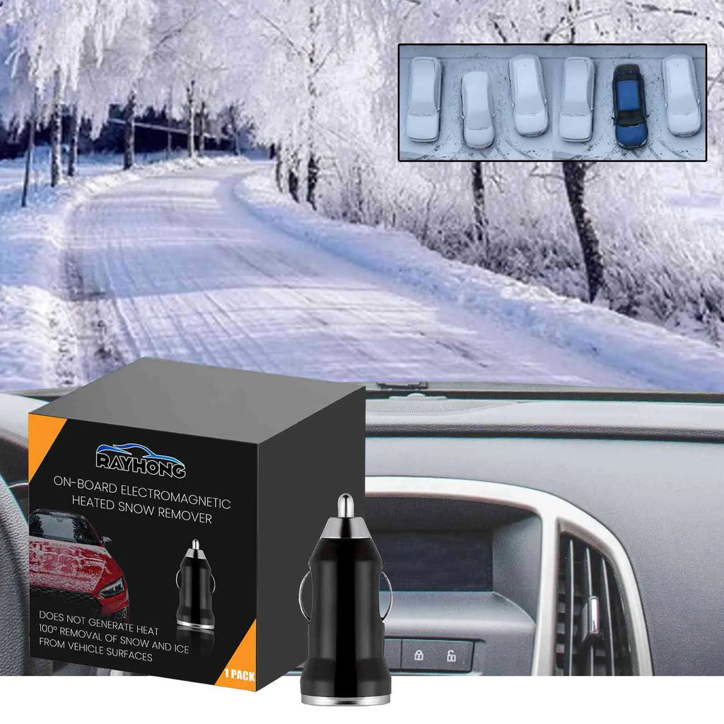 Black portable car snow melting tool deicer charger measuring 5.5 cm