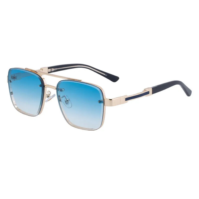 Men's vintage sunglasses with UV400 protection in gold double grey colour with PC frames