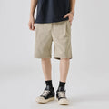 Men's straight-leg summer trousers in khaki colour with five-pocket design and micro-elastic polyester fabric
