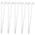 10 white PP plastic car window flag pole holders and mount clips on a plain background.