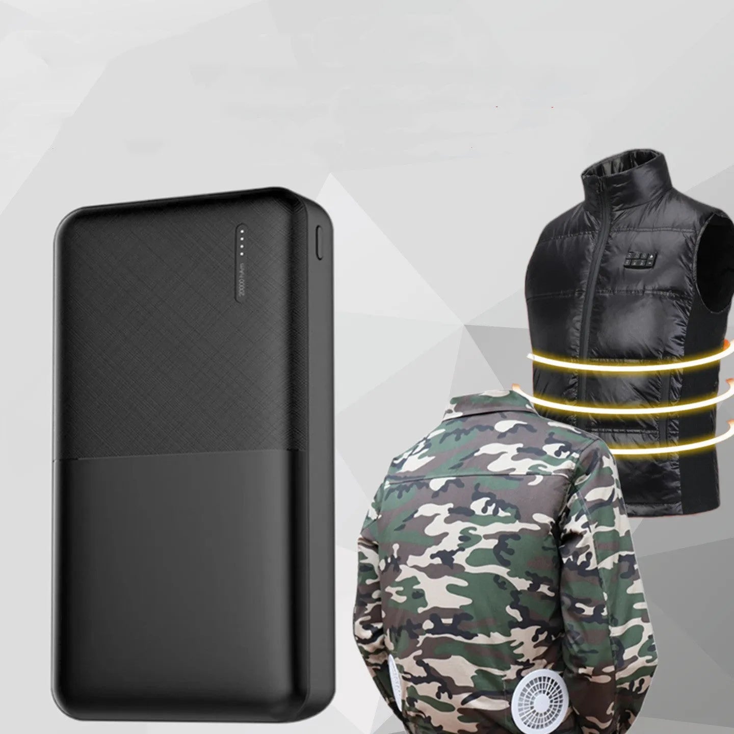 20000 mAh power bank in black with multiple USB charging ports