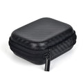 Mini black travel storage case for GoPro and action cameras, compact size 7.5cm x 5.5cm x 2.5cm