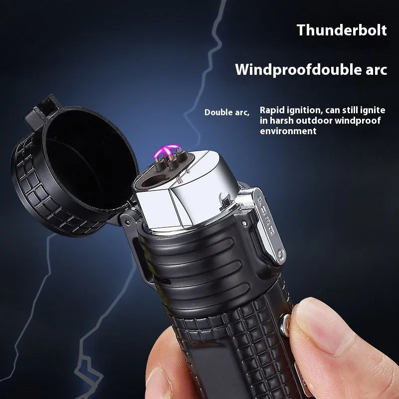 TH727 multi-functional waterproof metal flashlight lighter in camouflage, red, black, blue, or yellow colour