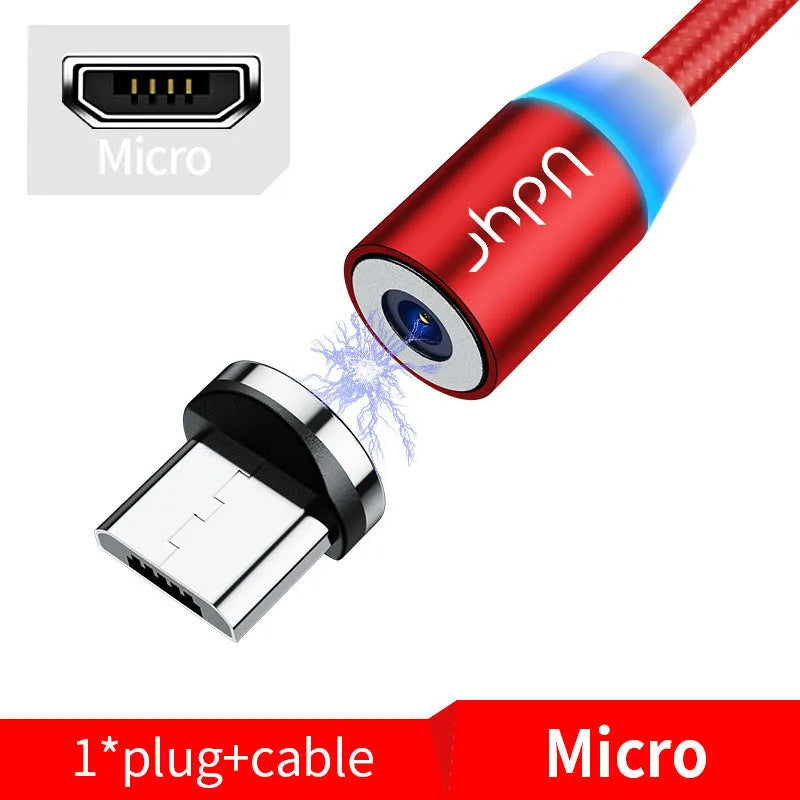 Magnetic USB charging cable with interchangeable Android, iPhone, and TYPE-C magnetic heads