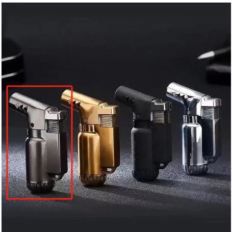 HB805-1 metal windproof lighter in black gold gray silver colours with elbow straight punching design