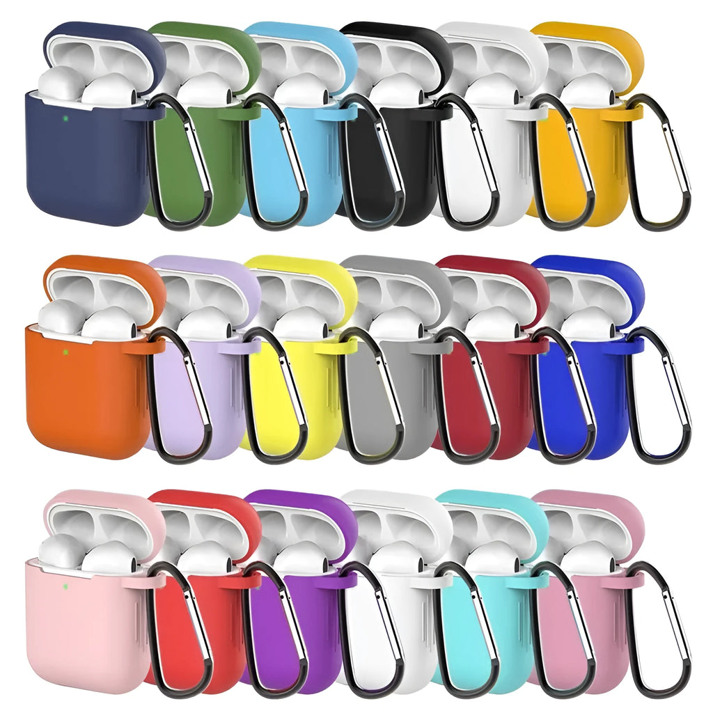 Silicone clamshell protective cover for Apple AirPods 1st and 2nd generation charging case