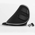 Right-handed vertical snail-shaped ergonomic computer mouse with RGB lighting on a desk.