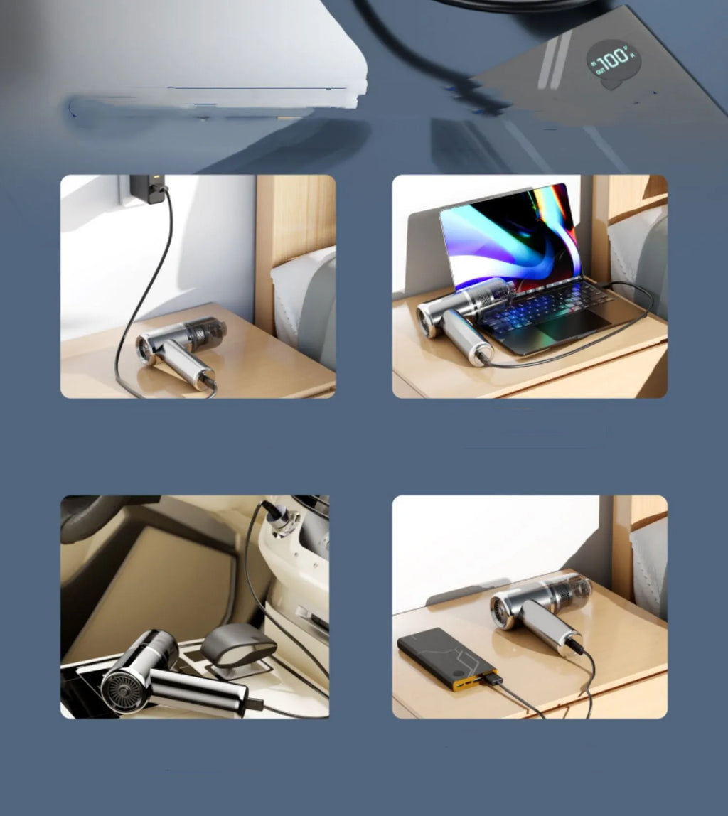 Handheld cordless vacuum cleaner with attachments for car and home cleaning