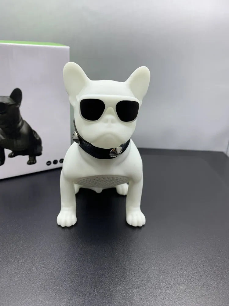 Mini bulldog-shaped Bluetooth speaker in black colour showing compact design with wireless connectivity