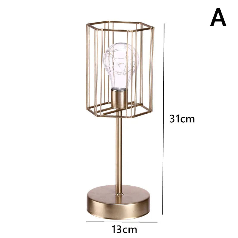 Geometric light bulb ornament in iron with electroplated finish, Nordic style home decoration
