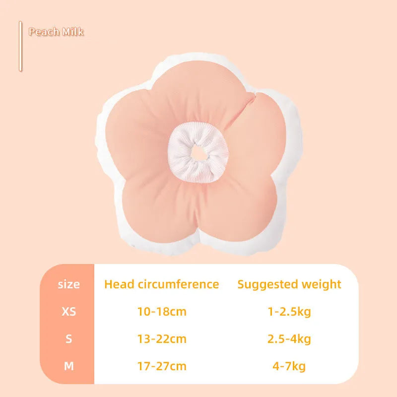 Adjustable cotton flower collar for cats in various colours on a white background