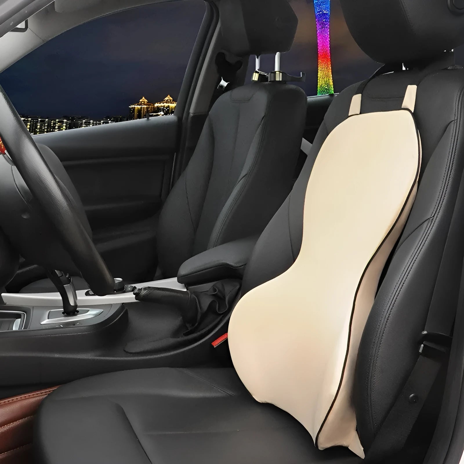 Memory cotton car waist back cushion in solid colour with universal design for driving comfort