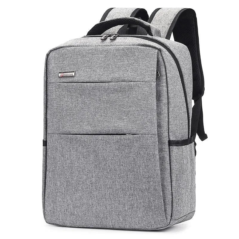Waterproof shockproof rechargeable laptop backpack in Oxford cloth showing size options for 14-inch and 15.6-inch computers