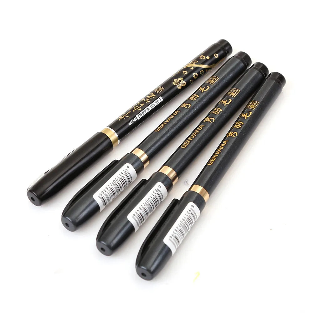 Black signature calligraphy pen G-0939 with fine point tip and 140mm length on white surface