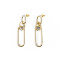 Geometric sterling silver needle colour hoop earrings with ring and line design on alloy base