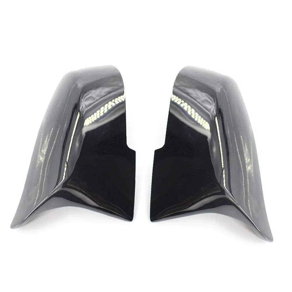 Pair of paint bright black horn-shaped rearview mirror shells for BMW F-series models