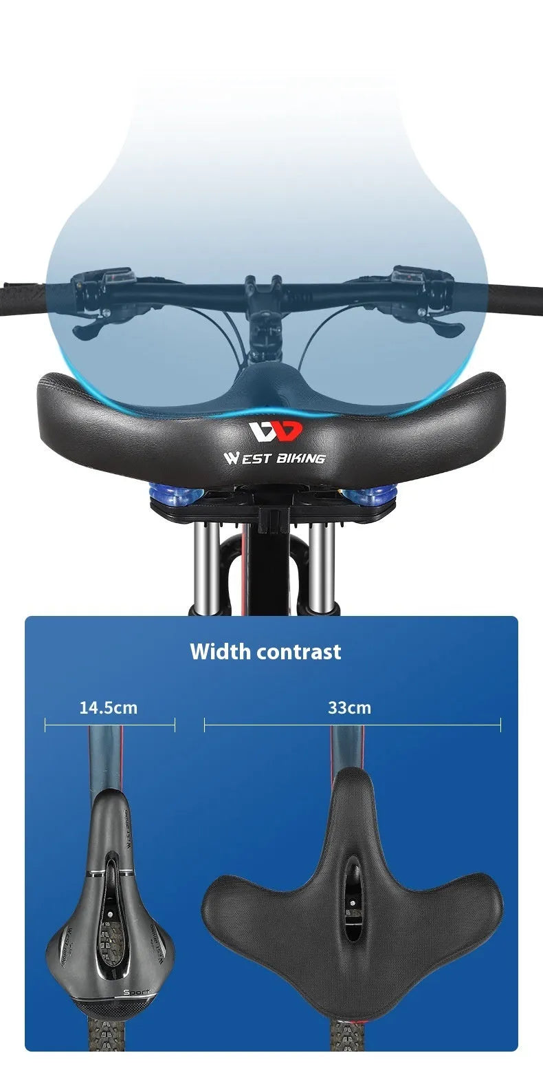 Black leather bicycle seat cushion with polyurethane foam filling for shock absorption on a bike saddle.