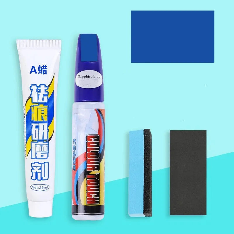 Automotive paint repair kit with touch-up pen, Scratch A wax, sponge, and sandpaper for car scratch repair
