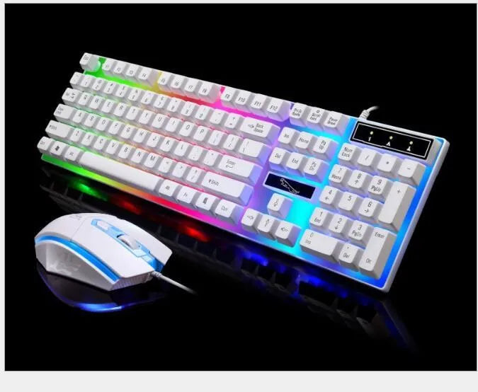 G21 wired mouse and keyboard set with suspended lighting keyboard and 1000dpi optical mouse in black