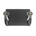 Black six-finger iPad trigger game controller with adjustable buttons and silicone grip for tablets.