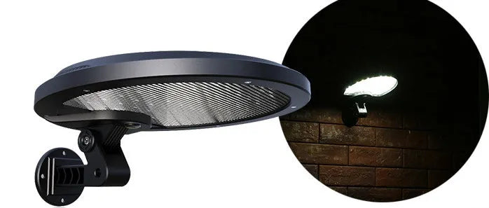 Black outdoor solar wall light with LED, IP65, for garden or pathway use
