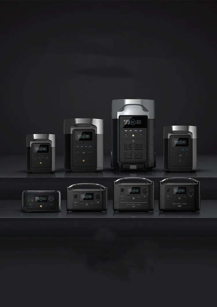 Rui Pro 720Wh portable power station with multiple output ports on a wooden table outdoors.
