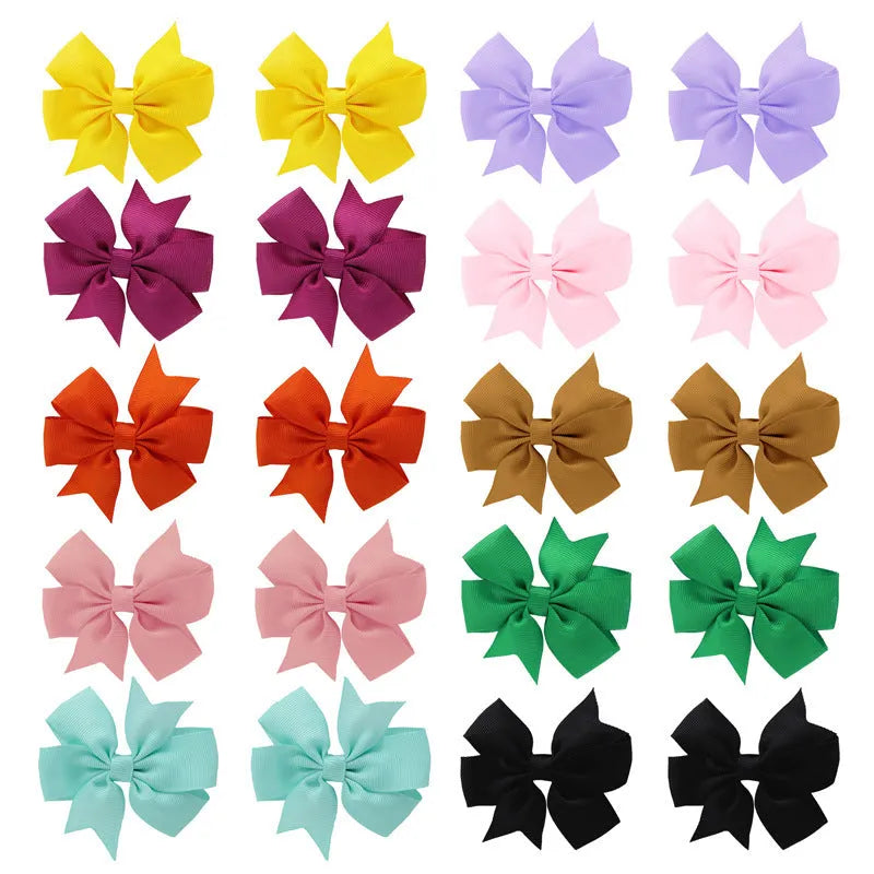 Colourful 3 inch grosgrain ribbon hair bows with alligator clips for toddler hair accessories