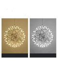 Nordic ceiling lamp for commercial atrium, chrome or gold lamp body, 200mm diameter, 12 or 18 beads