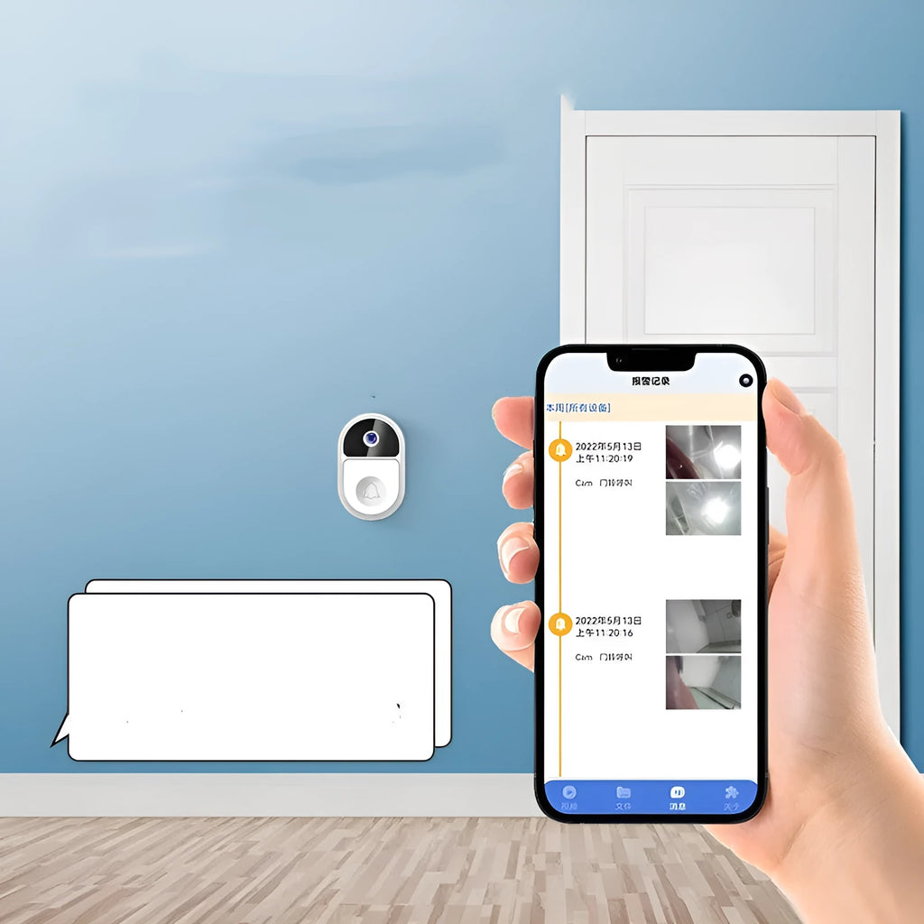 Doodle Smart Visual Doorbell V8 in black or white, showing front design for outside room mounting.