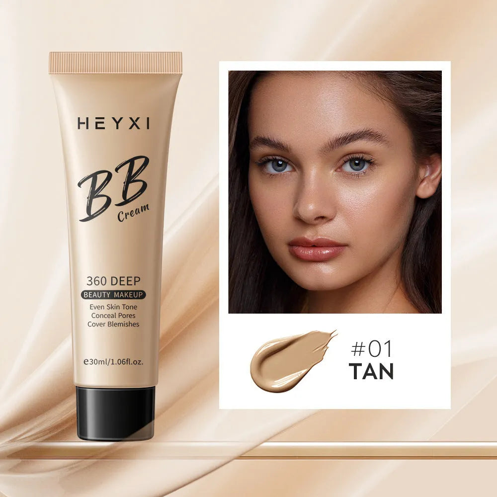 Waterproof BB cream in four shades 01, 02, 03, 04 with sweat-proof properties