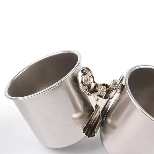 Stainless steel birdcage feeder in natural silver colour, shown in small, medium, and large sizes.
